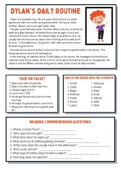 Daily Routines Reading Comprehension Worksheet Using The Present Simple