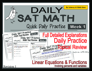 Preview of Daily SAT Math Practice Week 1: Linear Equations and Functions