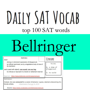 Preview of Daily SAT vocab - Google Slide Bellringer - Distance learning