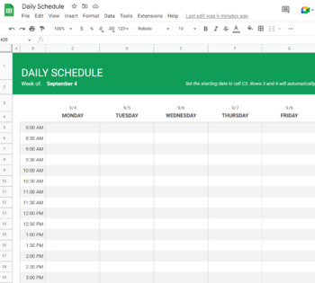Preview of Daily Schedule