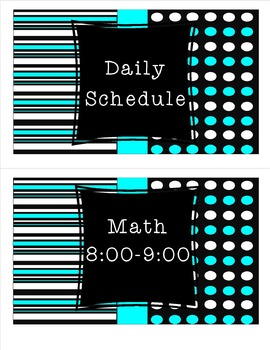 Preview of Daily Schedule Black White Teal