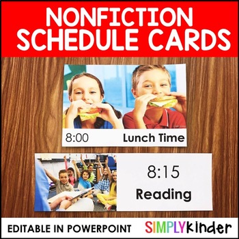 Preview of Daily Editable Schedule Cards with Nonfiction Real Photos for Back to School