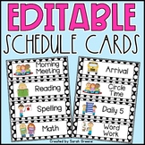 EDITABLE Daily Schedule Cards (black & white polka dot)