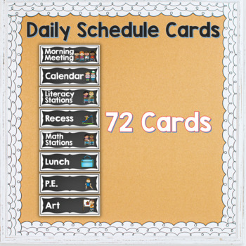 Preview of Daily Schedule Cards Black Chalkboard