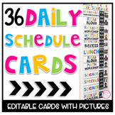 Daily Schedule Cards (Bright and Editable)