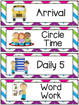 EDITABLE Daily Schedule Cards (chevron) by A Sunny Day in First Grade