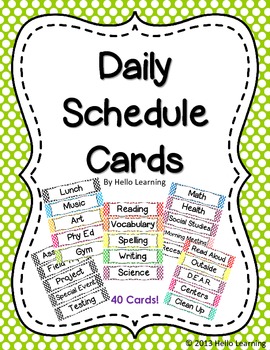 Daily Schedule Cards- Colorful Polka Dots by Hello Learning | TpT