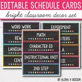 Daily Schedule Cards EDITABLE Black and Bright Classroom D