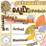 Daily Schedule Cards | EDITABLE | Retro Classroom Decor | 