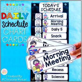 Preview of Daily Schedule Cards EDITABLE with times