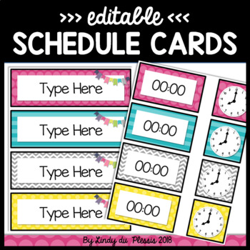 Preview of Daily Schedule Cards Editable Happy and Bright Classroom Decor