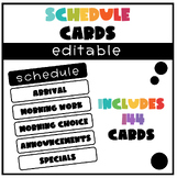 Daily Schedule Cards | Editable Simple Black and White