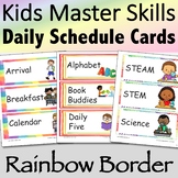 Visual Daily Schedule Cards Rainbow Border - Editable