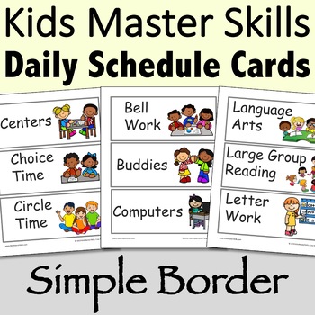 Preview of Visual Daily Schedule Cards Simple Border - Editable