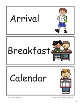 Visual Daily Schedule Cards Simple Border - Editable by Kids Master Skills