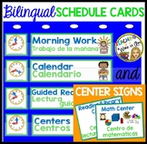 Daily Schedule Cards and Center Signs DUAL/BILINGUAL BLUE 
