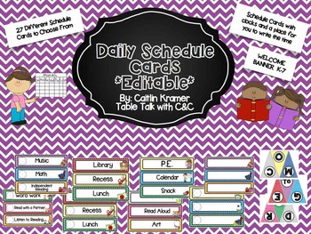 Preview of Daily Schedule Cards and Welcome Banner (Editable)