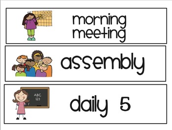 Daily Schedule Cards for Lower Ele by The Mini Mitten | TpT