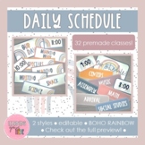 Daily Schedule Display | 2 Styles | EDITABLE | BOHO RAINBO
