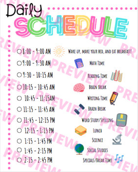 Preview of Daily Schedule - Editable Schedule - Distance Learning