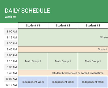 Preview of Daily Schedule Editable Template - Special Education