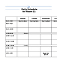 teaching free daily schedule template