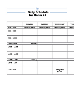 kindergarten teacher daily schedule