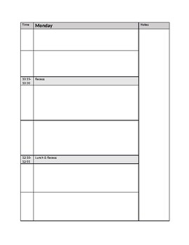editable daily schedule template free