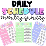 Daily Schedule Template | Editable| Every Day of the Week | Monday-Sunday