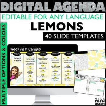 Preview of Daily Schedule Template Editable Lemons Digital Agenda Google Slides Templates