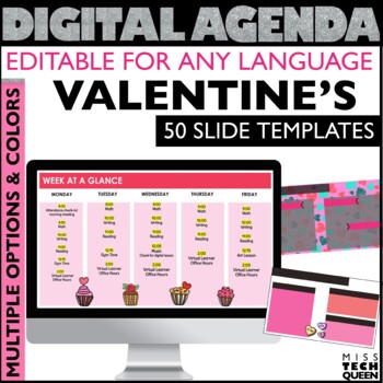 Preview of Daily Schedule Template Valentine's February agenda slides Editable Google
