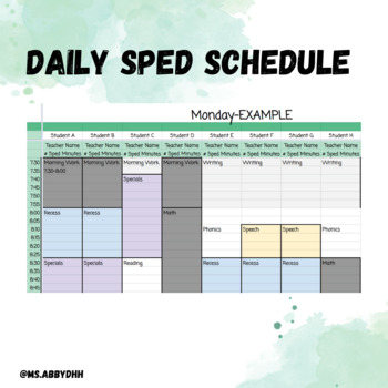 Preview of Daily Schedule Template for Special Education Teachers/Paras/Students/Staff