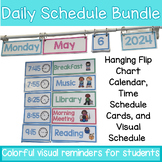 Preview of Daily Schedule and Calendar for Whiteboard (with analog time cards) - Bundle