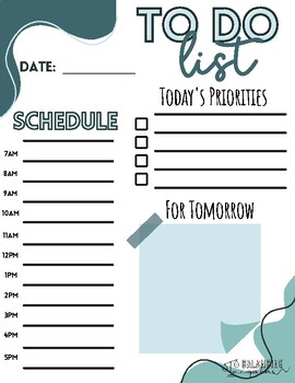 Preview of Daily Schedule and To Do List