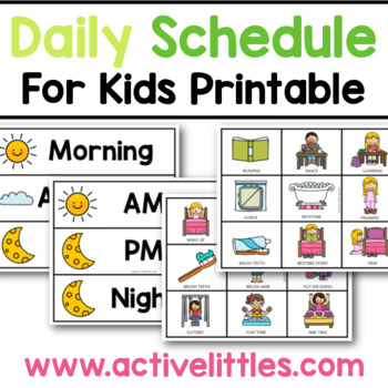 Preview of Daily Schedule for Kids Checklist Printable Toddler, Preschool and for Kids