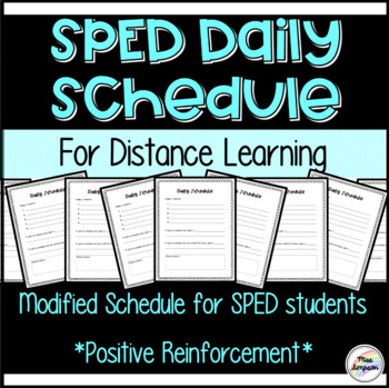 Preview of Daily Schedule for SPED Students (Distance Learning)