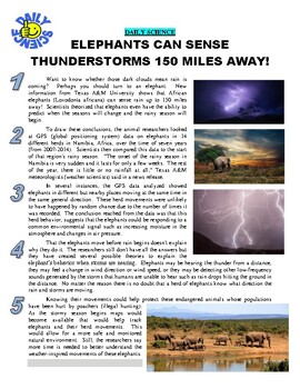 Preview of Daily Science 15 : Elephants and Thunderstorms (weather article / animals / ELA)
