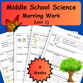 Preview of Science Morning Work/ Warm Ups/Bellwork- (Unit 1)