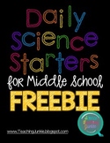 Daily Science Starters for Middle School - FREEBIE