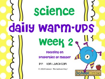 Preview of Daily Science Warm-Ups Week 2 Covering Properties of Matter 5th Grade TEKS