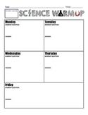 Daily Science Warmup Sheet