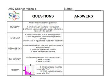 Scientific Method Warm Up Worksheets Teaching Resources Tpt