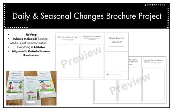 Preview of Daily &  Seasonal Changes Brochure Project - Ontario Grade 1
