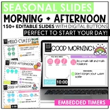 Daily Seasonal Classroom Slides with Timers - Editable - C