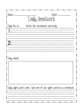 Daily Seatwork by Alice Little | TPT