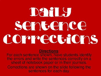 Preview of Daily Sentence Corrections 1 (20 day bundle)