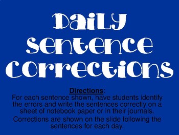 Preview of Daily Sentence Corrections 2 (20 day bundle)