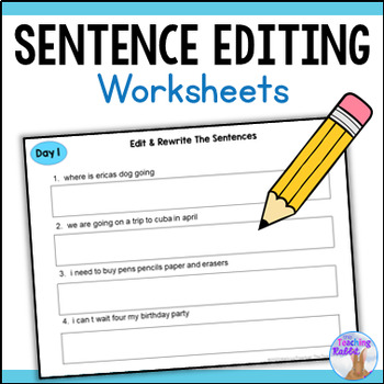 Preview of FREE Daily Fix It Up Sentence Editing / Correcting Worksheets - Print & Digital
