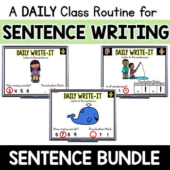 Preview of Daily Sentence Writing Practice BUNDLE: Sentence Writing Activity for K-2