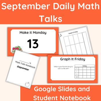 Preview of Daily September Math Number Talk Google Slides with Student Notebook